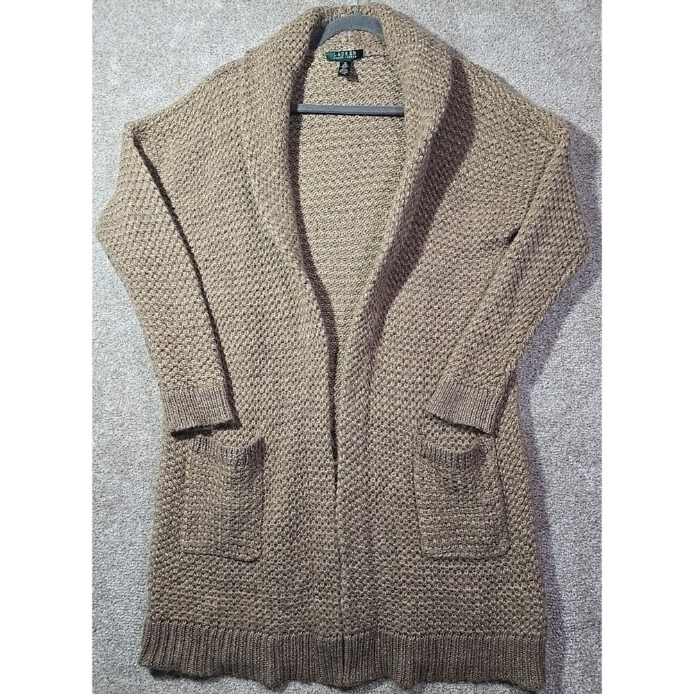 Lauren Ralph Lauren LRL Long Chunky Cardigan Wool Blend Open Front Shawl 1X